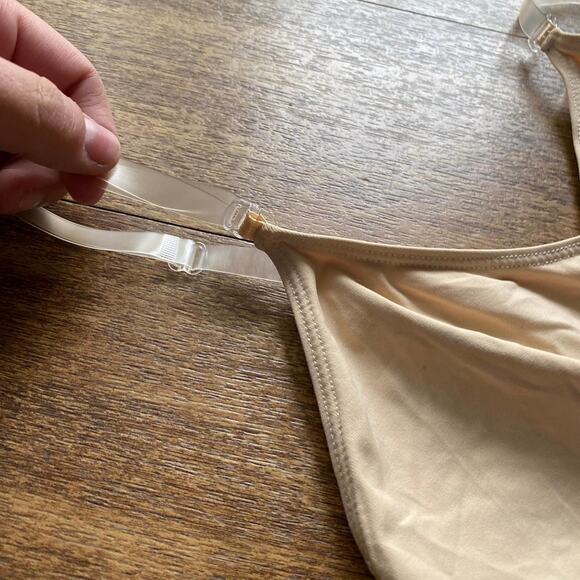 Capezio Nude Leotard Clear Straps Tan Bodysuit Gymnastics Dance Sz Medium - Picture 5 of 9